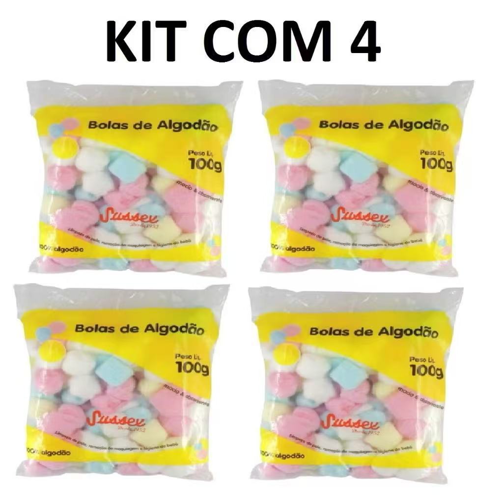 Kit 4 Algodão Sussex Bola Colorido 100g em Oferta na Shopee