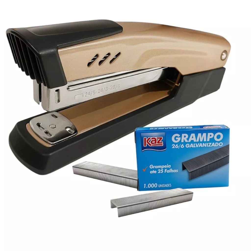 Grampeador de mesa dourado 50 folhas