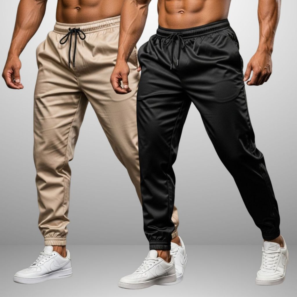 Kit 2 Calça Dry Fit De Verão Jogger Tactel Com Elastano Para Treino Esportivo Masculino e Corrida Academia