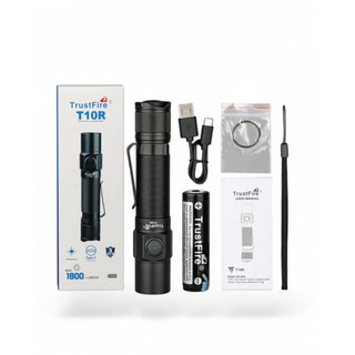 Lanterna Tática TrustFire T10R - 1800 Lumens LED Potente Recarregável USB, Militar para Caça, Pesca e Segurança.