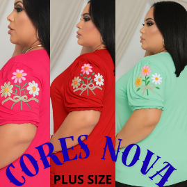 Blusa Feminina Bordada Plus Size G1 G2 G3 Malha Viscolycra em Oferta na Shopee