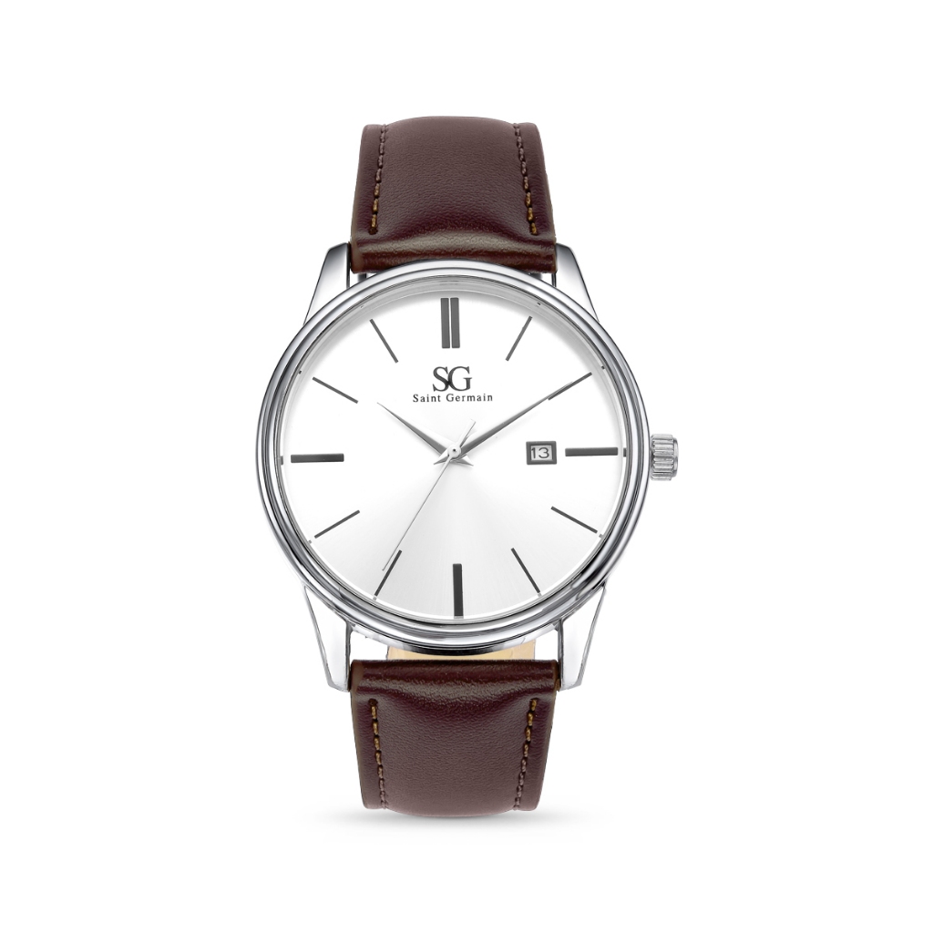 Relógio Masculino Chrowl Couro Marrom Caixa Prata Saint Germain Dia a Dia Sofisticado Elegante em Oferta na Shopee
