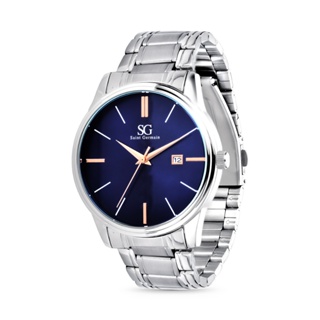 Relógio Masculino Chroma Clássico Prata Mostrador Azul Marinho Saint Germain Elegância Casual em Oferta na Shopee