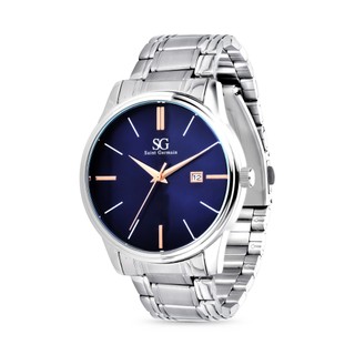 Relógio Masculino Chroma Clássico Prata Mostrador Azul Marinho Saint Germain Elegância Casual
