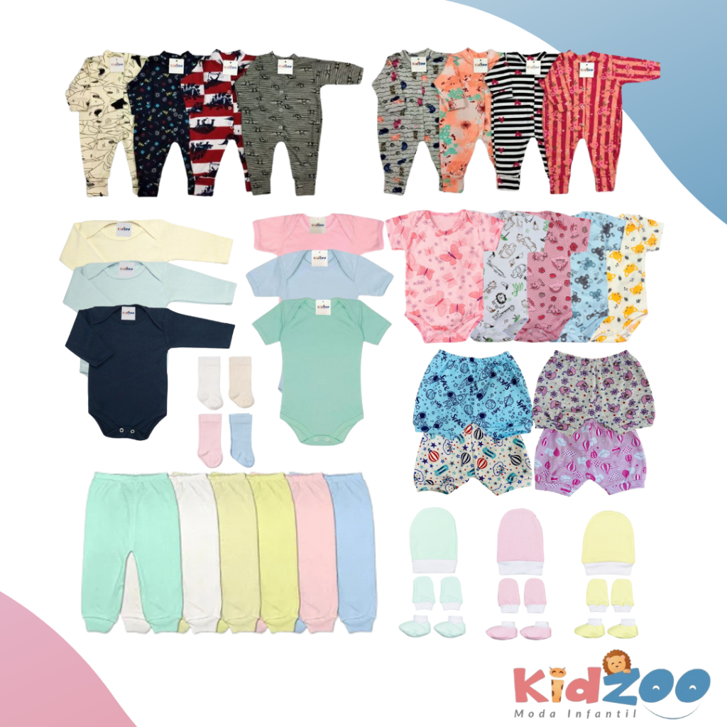 Kit Enxoval Bebê 20 Peças Algodão Antialérgico Menino Menina Maternidade 100% Algodão