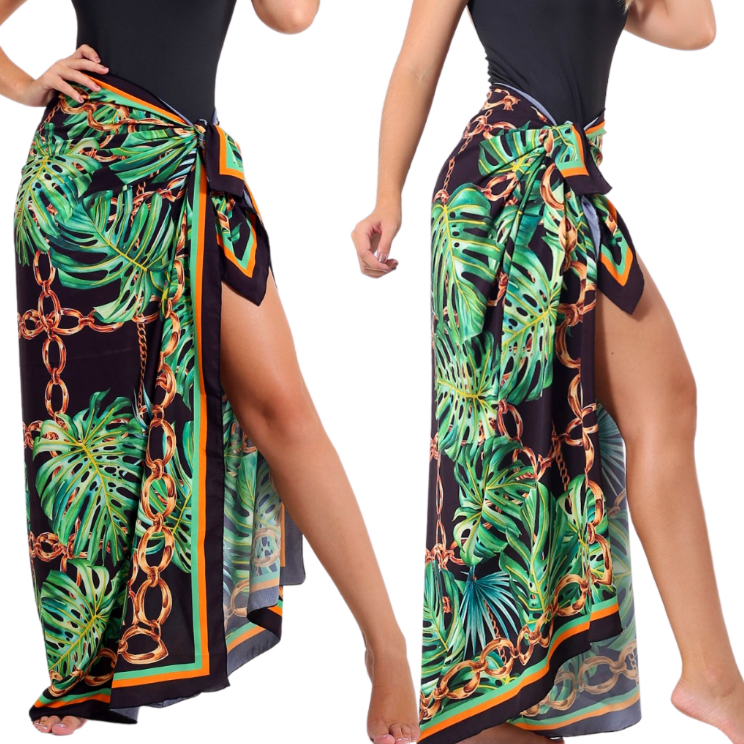 Canga Saida De Praia Pareo Estampada Secagem Rápida Tecido Fluido Verão Moda Praia Premium