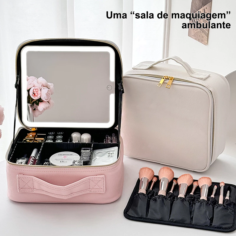 Kit de Maquiagem Profissional com Espelho e Luz LED USB e Cabo — foto 4