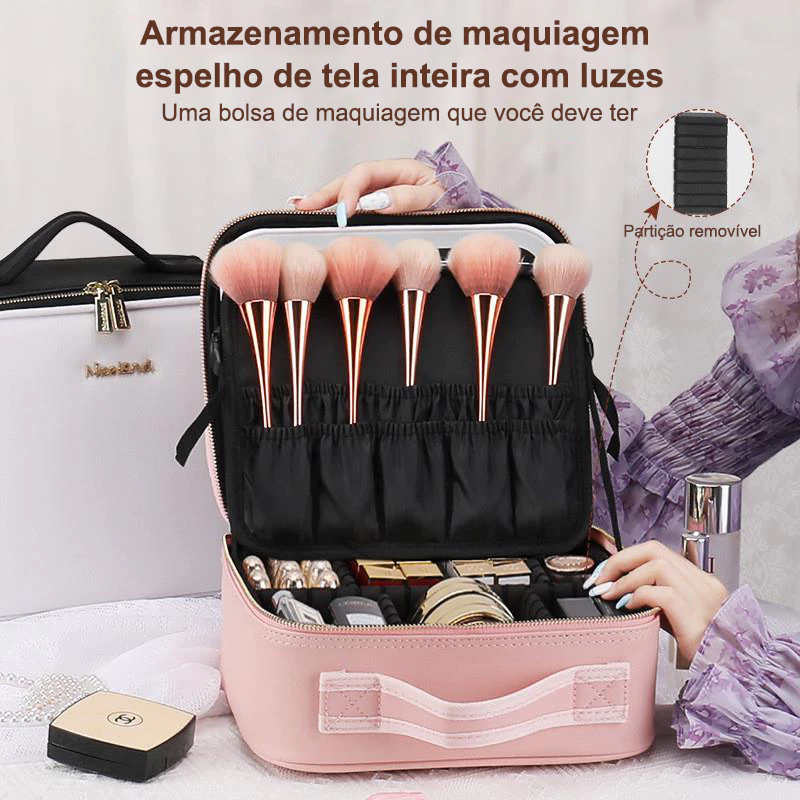 Kit de Maquiagem Profissional com Espelho e Luz LED USB e Cabo — foto 5