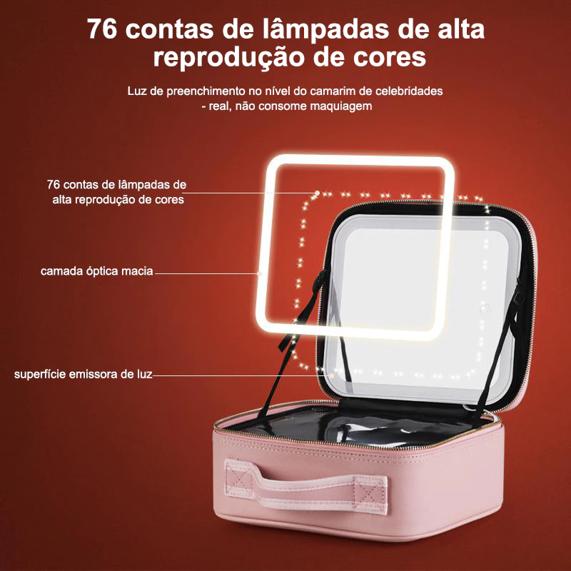 Kit de Maquiagem Profissional com Espelho e Luz LED USB e Cabo — foto 7