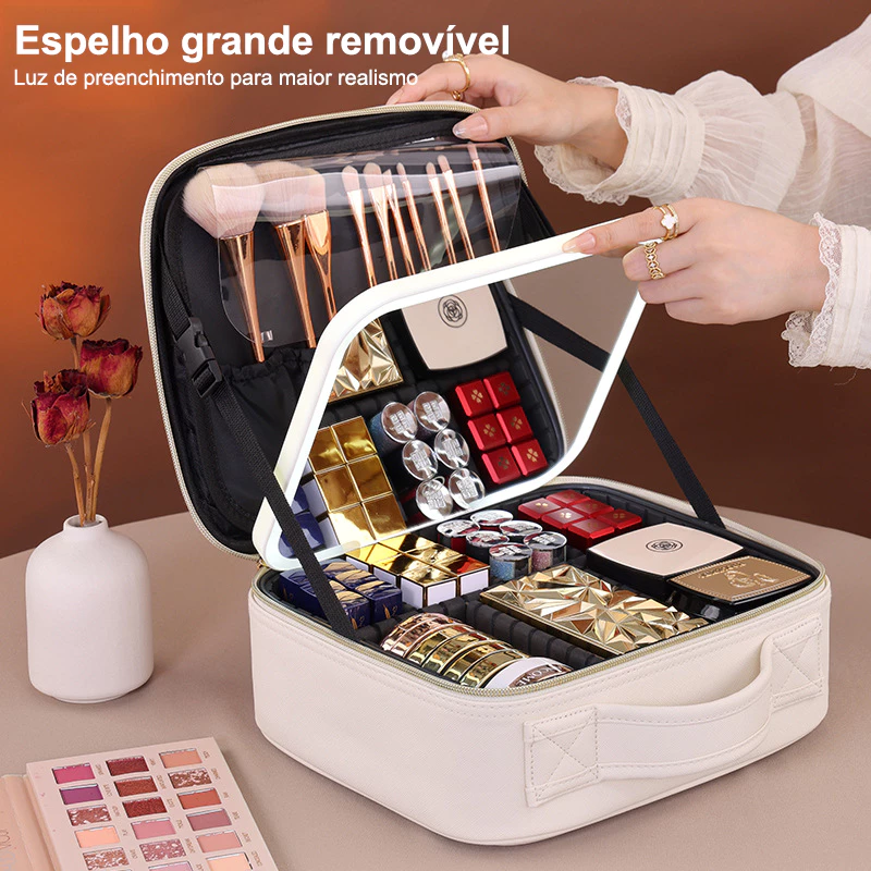 Kit de Maquiagem Profissional com Espelho e Luz LED USB e Cabo — foto 6