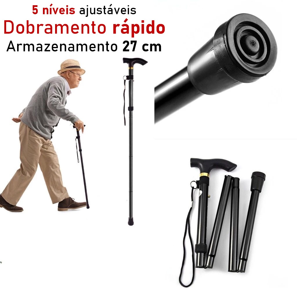Bengala De Alumínio Para Idosos Dobrável Ajustável Prático Adulto em Oferta na Shopee