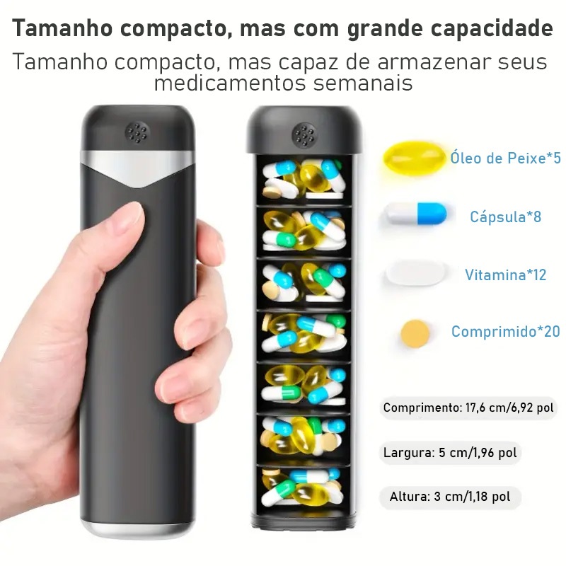 Mini Organizador Portátil De Comprimidos Para 7 Dias, Divisória De Remédios, Estojo De Viagem Para Medicamentos em Oferta na Shopee
