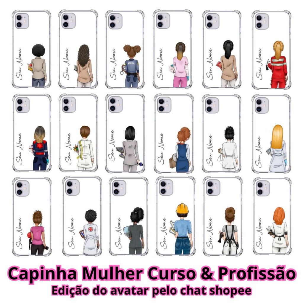 Capa Case de Celular Personalizada Inspiradas Mulheres Cursos & Profissões