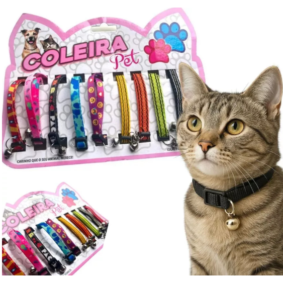 Coleira com guizo removível para gatos PET