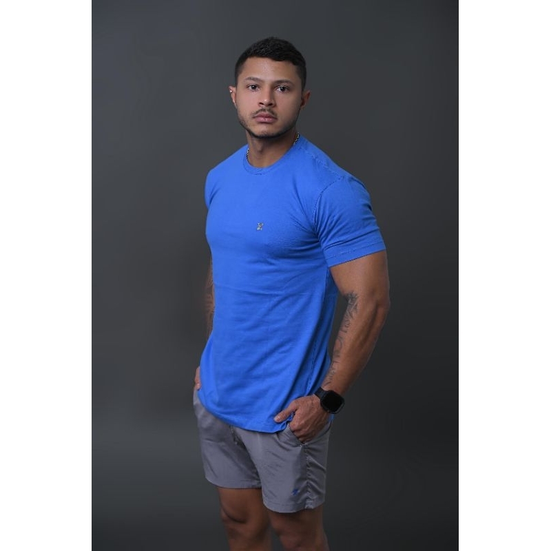 Camisa Gola Careca  Com Bordado e Recorte Lateral em algodão P,M,G ,GG e XGG