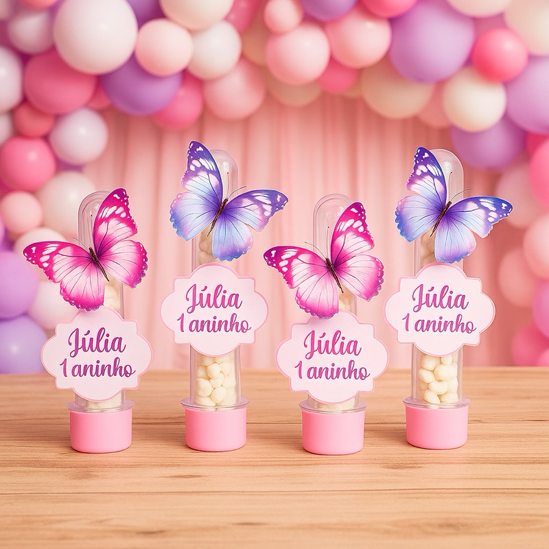 kit 50 apliques 3D para tubetejardim das borboletas para decoração de lembrancinha festa infantil itens personalizados