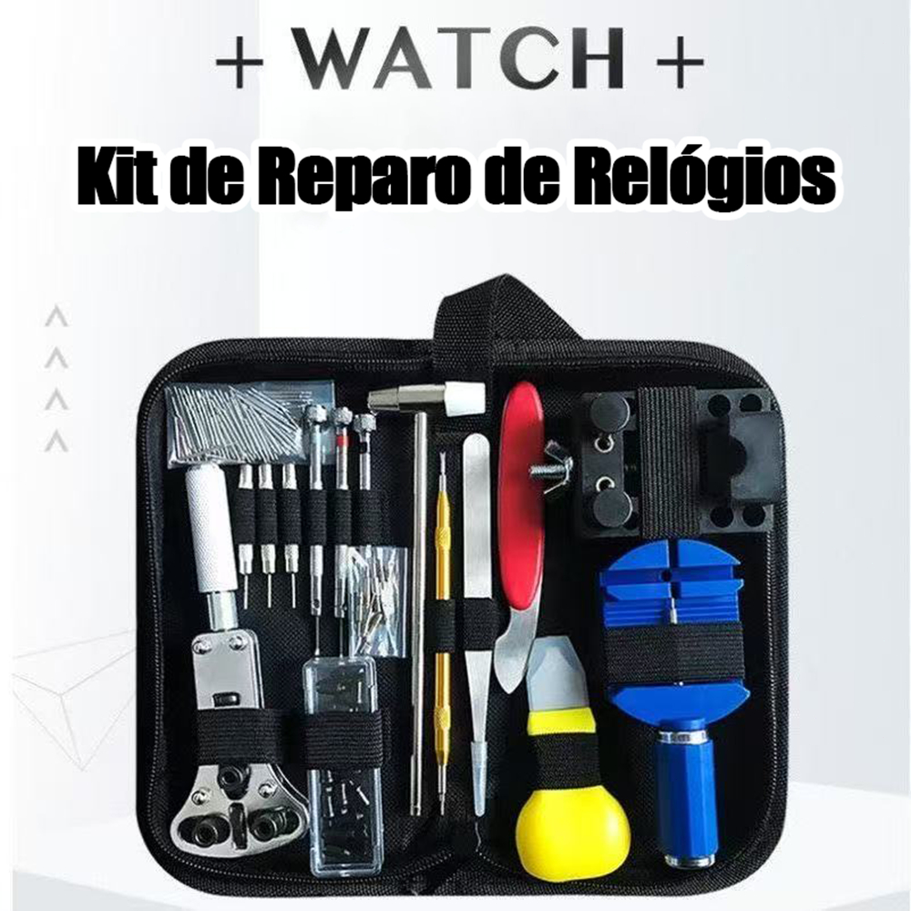 Kit Profissional de Ferramentas para Reparo e Manutenção de Relógios com Estojo de Ferramentas