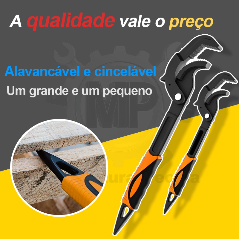 Kit 2 Chaves Multifuncionais com Ajuste Rápido e Mangueira Antideslizante - Ideal para Tubos e Parafusos