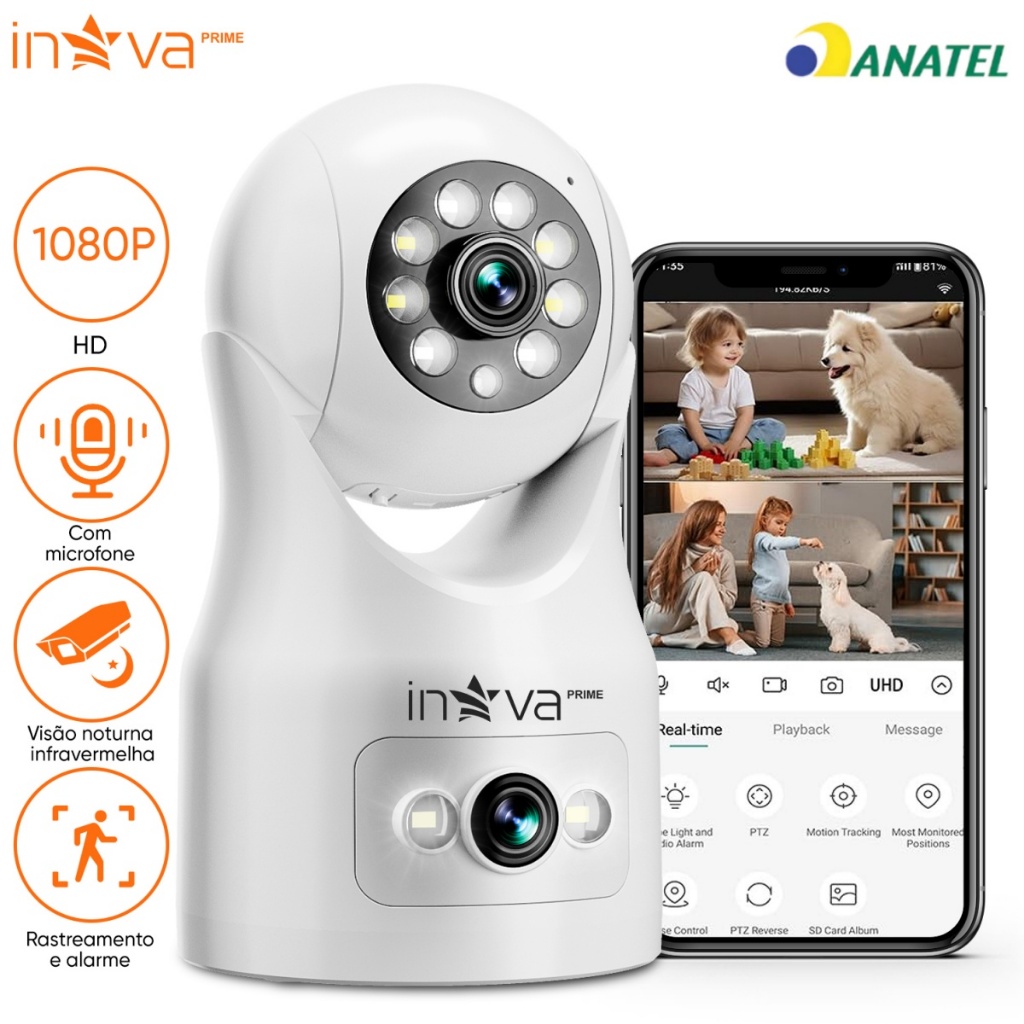 INOVA câmera wifi visão noturna full HD 360º microfone áudio babá eletrônica robozinho sem fio em Oferta na Shopee