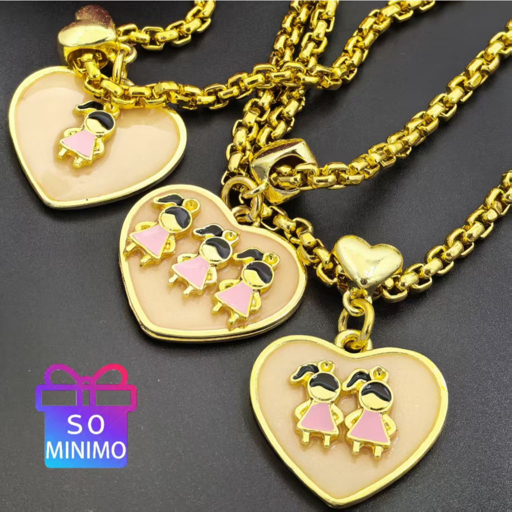 Colares Banhados a Ouro e Prata com Coração e Zircônia - Elegantes para Meninos e Meninas