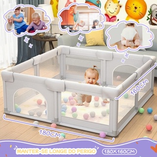 Cercadinho Cinza Bebê Grande Chiqueirinho Infantil Cercado Portátil Dobrável 180x150 em Oferta na Shopee