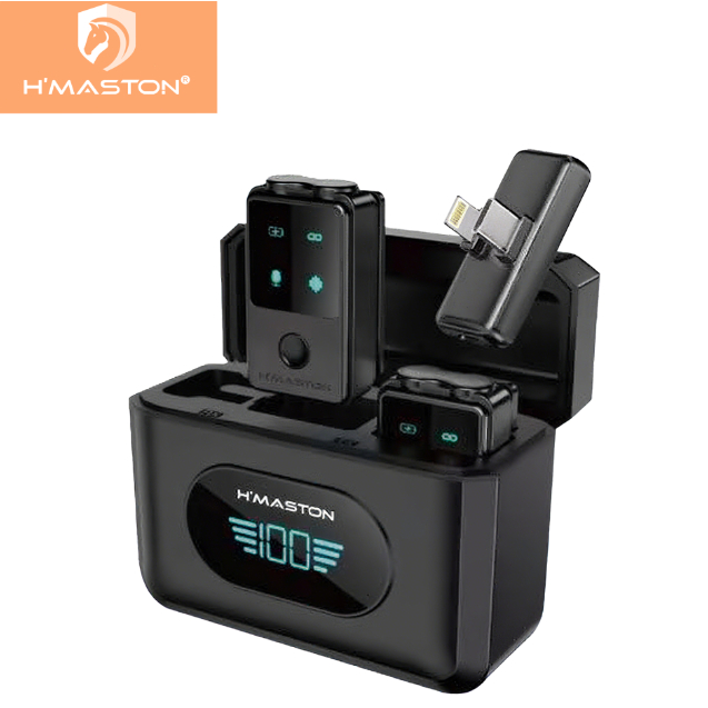 H'maston MK22 DOIS Microfones Interface Duplo Profissional Sem fio Magnético Redução de Ruído em Oferta na Shopee