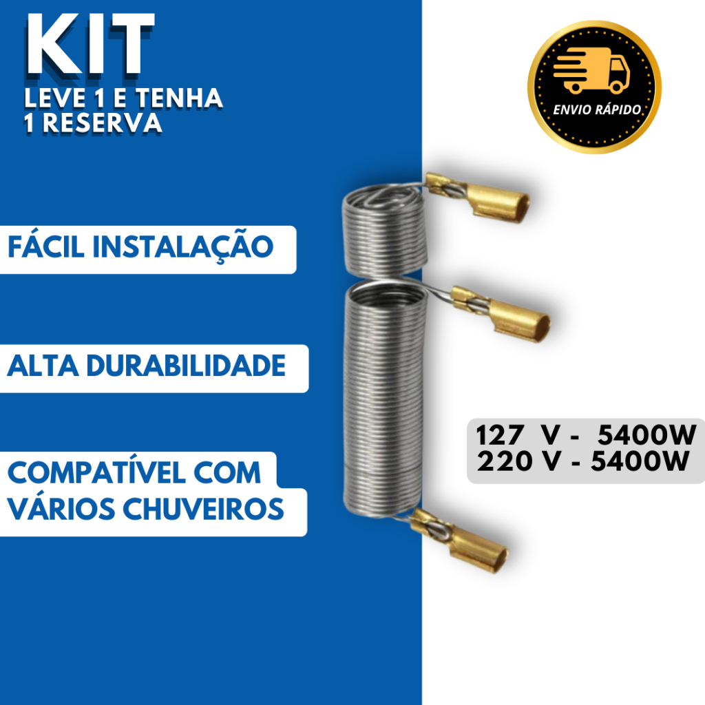 Kit 2 peças - Resistência compatível com Lorenzetti  Reserva para chuveiro Duo Shower / futura da Lorenzetti e torneira em Oferta na Shopee