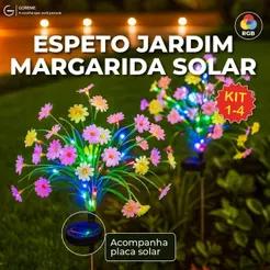 Espeto Jardim Solar Flor de Margarida Colorida com Placa Solar Prova D'água ambiente externo