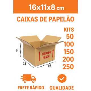 caixa de papelao 50 unidades 16x11x8 tamanho pequeno para eccomerce barato reforçado sedex correios em Oferta na Shopee