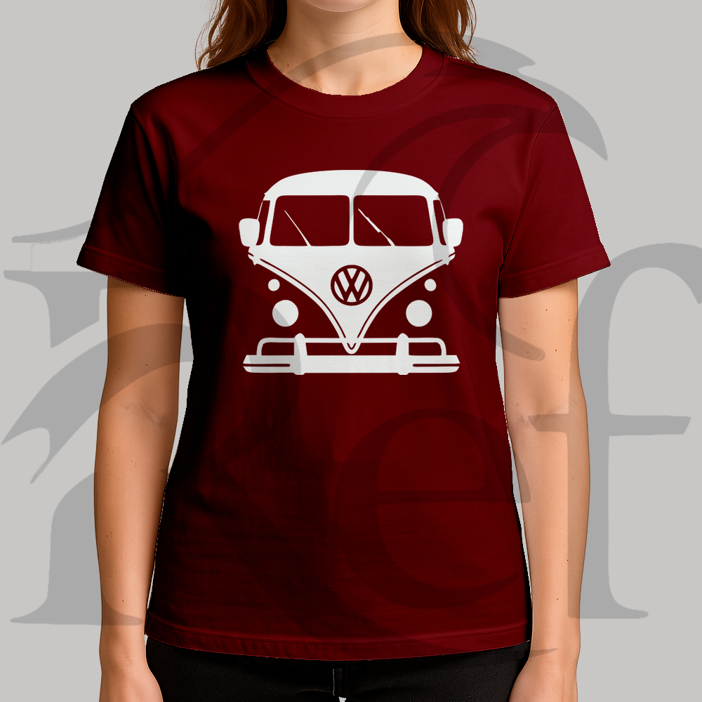 Camiseta Camisa Feminina Streetwear Kombi De Frente Malha Penteada Algodão Premium