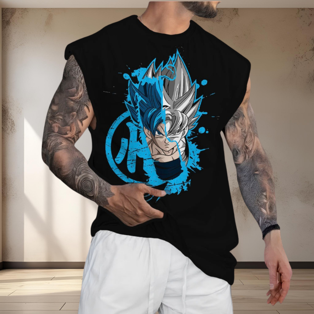 Regata Oversized Moda Verão Treino Academia Casual Confortável Estampada Goku Transformações