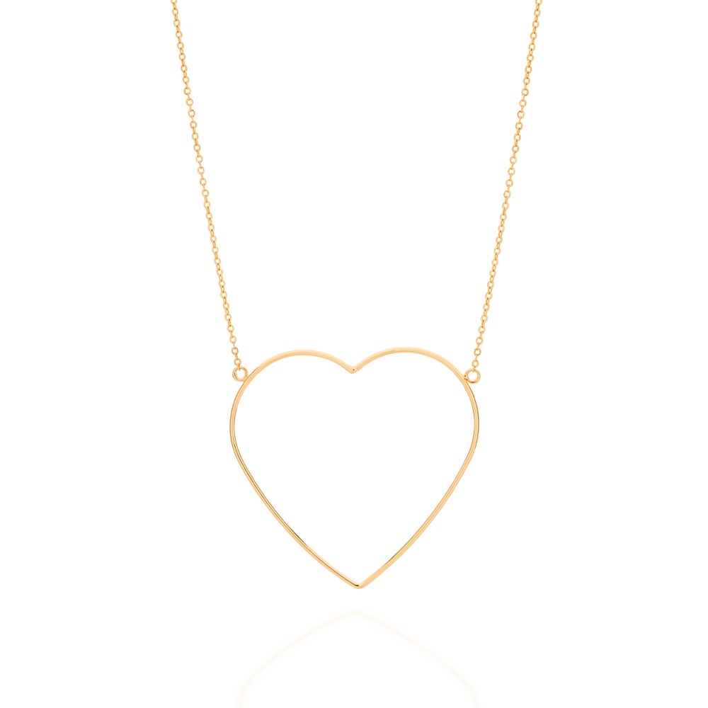Maxi Feminino Colar Coração Banhado a Ouro 18k 532069