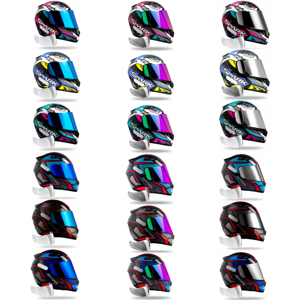 Capacete Ebf Dragon Spider C/ Narigueira + Viseira Espelhada