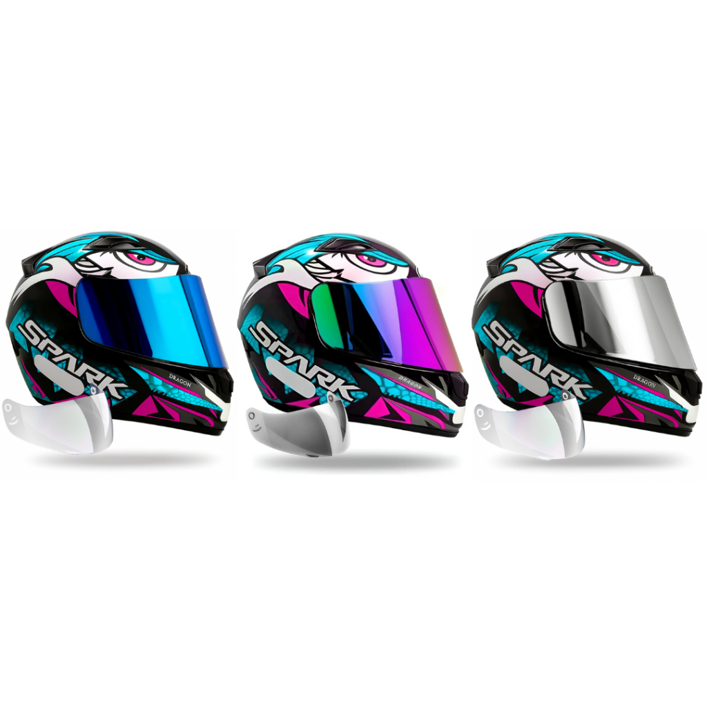 Capacete Masculino Feminino Ebf Dragon Tiffany + Viseira Espelhada