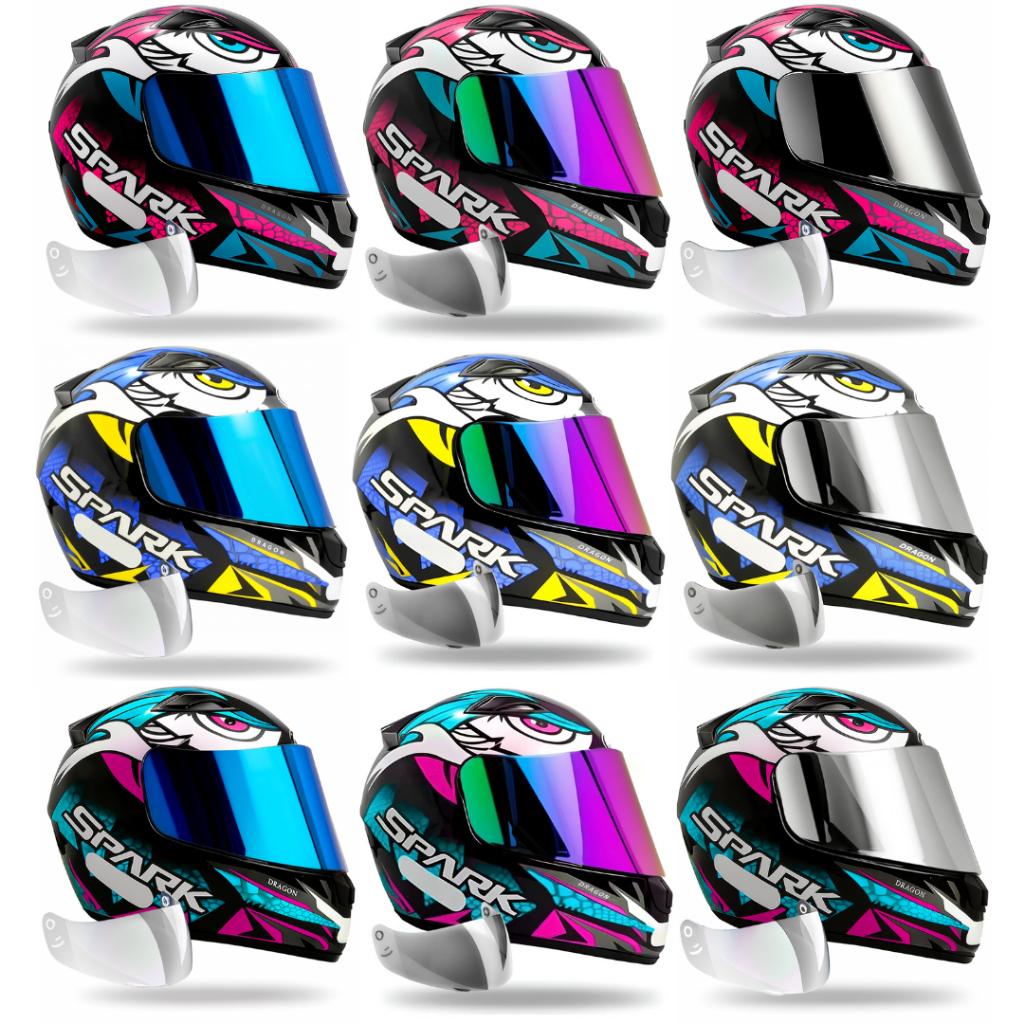Capacete Masculino Feminino Ebf Dragon + Viseira Espelhada