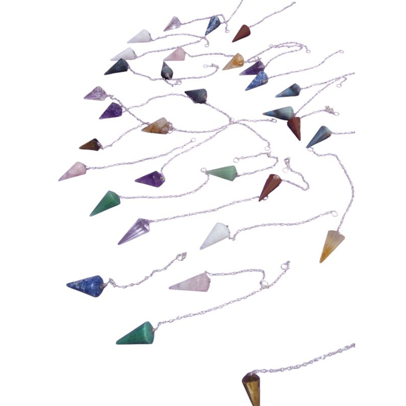 kit 30 pêndulo radiestesia Reiki quartoz natural colorido