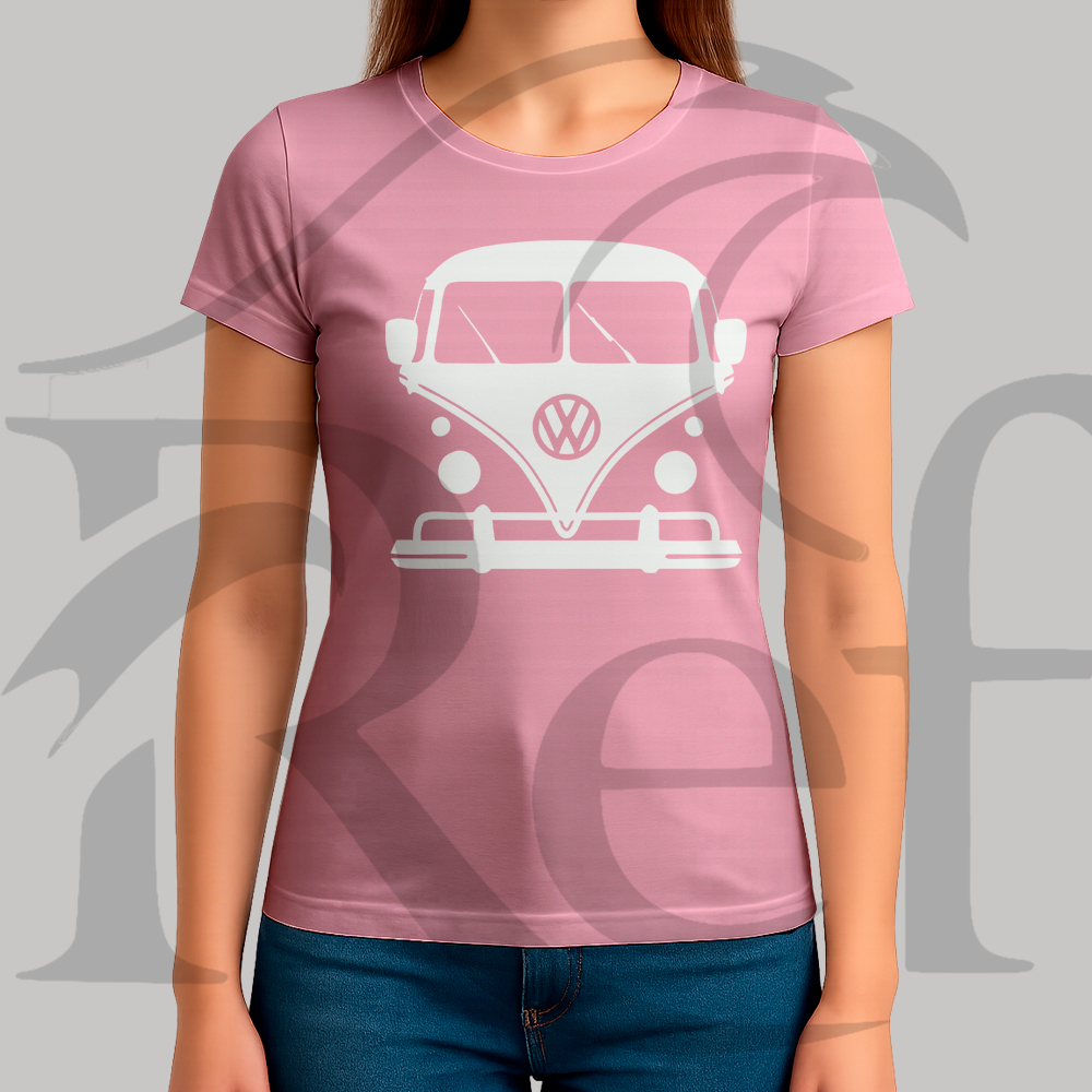 Camiseta Camisa Babylook Streetwear Kombi De Frente Malha Penteada Algodão Premium