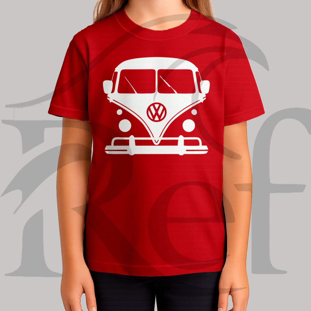 Camiseta Camisa Infantil Feminina Streetwear Kombi De Frente Malha Penteada Algodão Premium