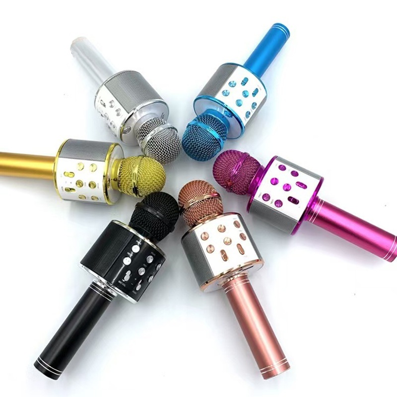 Microfone Sem Fio WS-858 Karaokê Bluetooth Usb SD Card Efeito De Voz