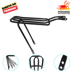 BAGAGEIRO TUBULAR TRASEIRO PRETO DE BIKE ARO 26 E 24 TUBÃO ARTICULADO