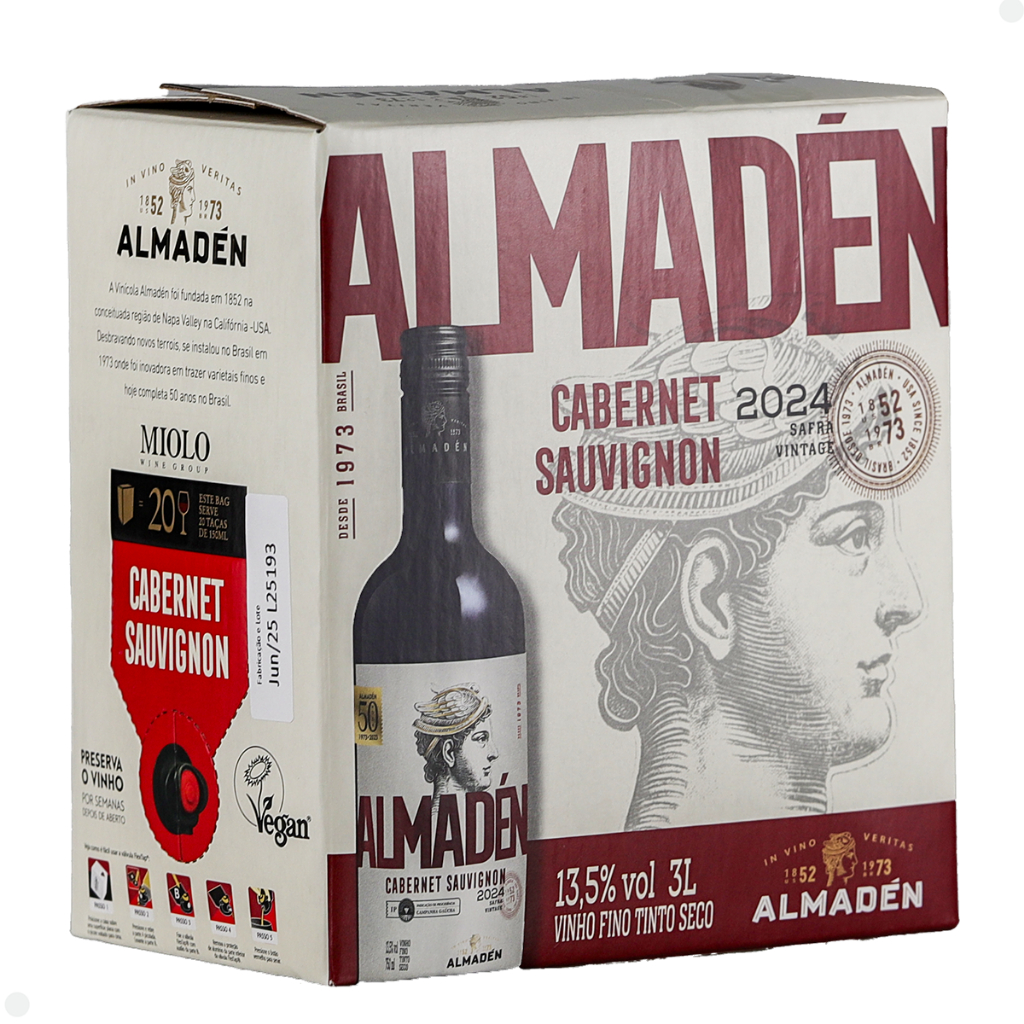 Vinho Nacional Almadén Cabernet Sauvignon Bag in Box 3l em Oferta na Shopee