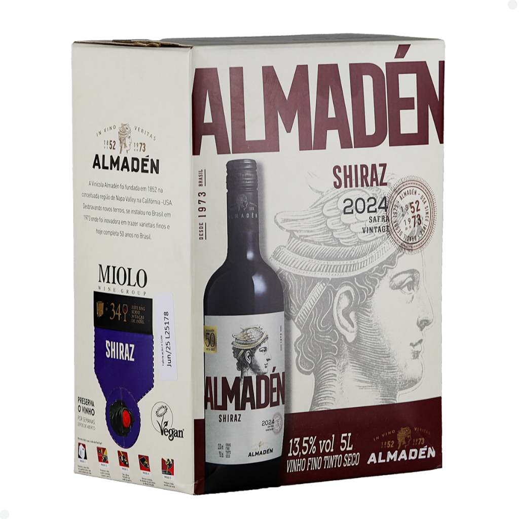 Vinho Nacional Almadén Shiraz Tinto Bag in Box5l em Oferta na Shopee