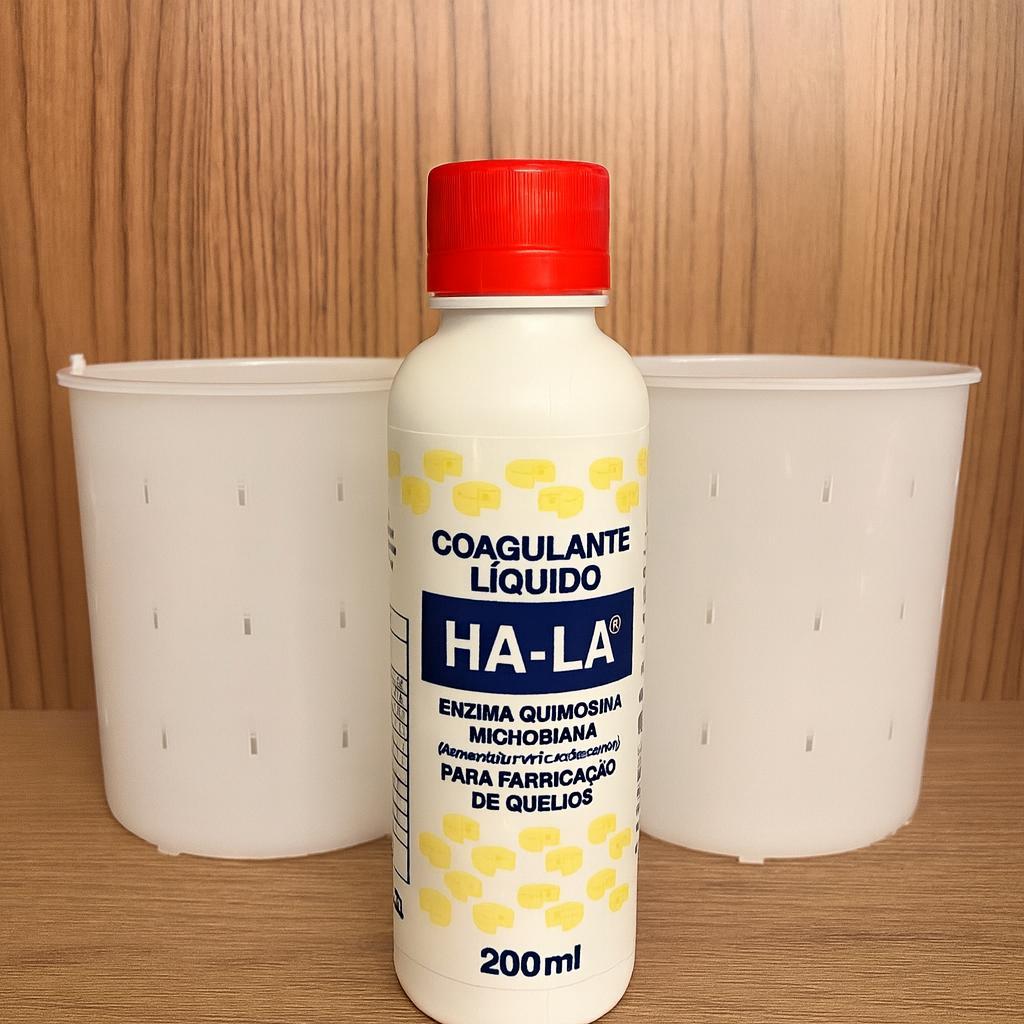 Kit 2 Formas para Queijo Minas 500 gramas+ 1 Coalho Líquido HA-LA 200ml – Produção de Queijo Frescal 500g