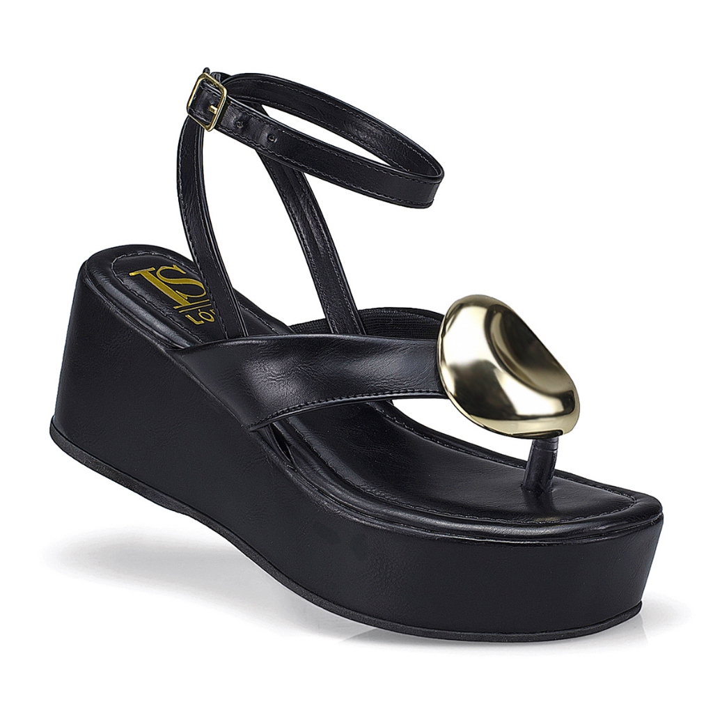 Sandália Feminina Tira Anabela Flatform Fivela Spike Enfeite Estilosa 430 em Oferta na Shopee