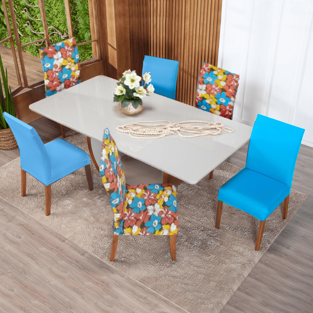 Kit 6 Capas de Cadeira Jantar Mista Malha Gel Fácil de Lavar Ajuste Perfeito Resistente em Oferta na Shopee