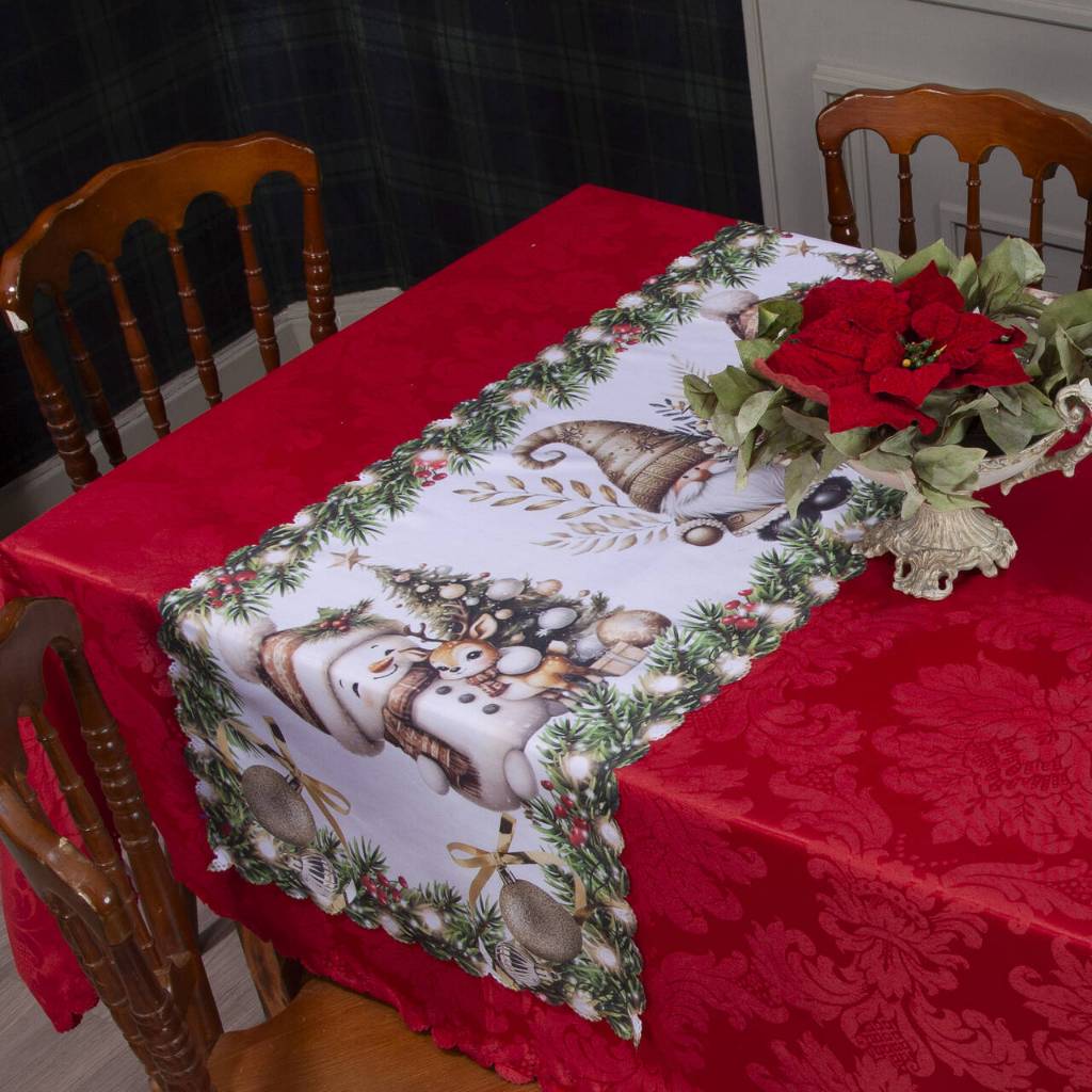 Caminho de Mesa Natal Feliz-  1,30 x 0,50 (Decoração, Mesa Posta, Trilho de Mesa, Enfeites de Natal)