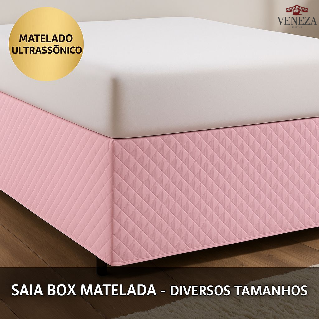 Saia Box Matelassê Ultrassônico Forro Em Tecido No Mesmo Tom - Solteiro/Casal Padrão/Queen/King em Oferta na Shopee