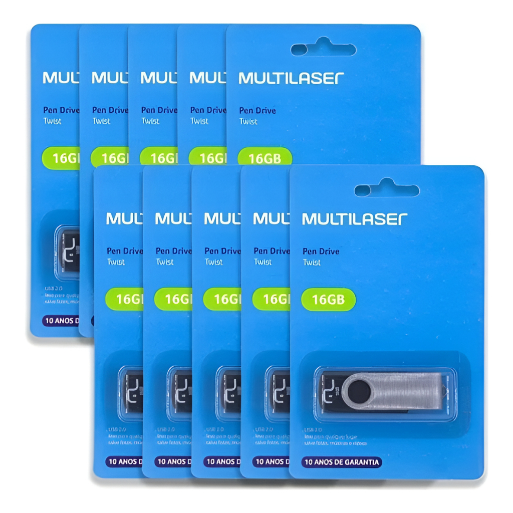 Kit 10 Pen Drive 16gb Twist Multilaser Preço Atacado Revenda