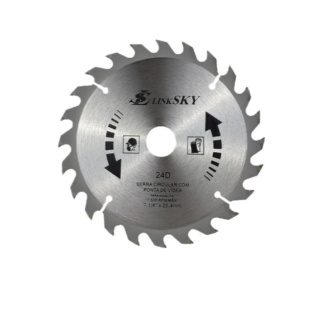 Serra Disco Madeira 24 Dentes Para Serra Circular 7.1/4" x 25,4mm Link Sky