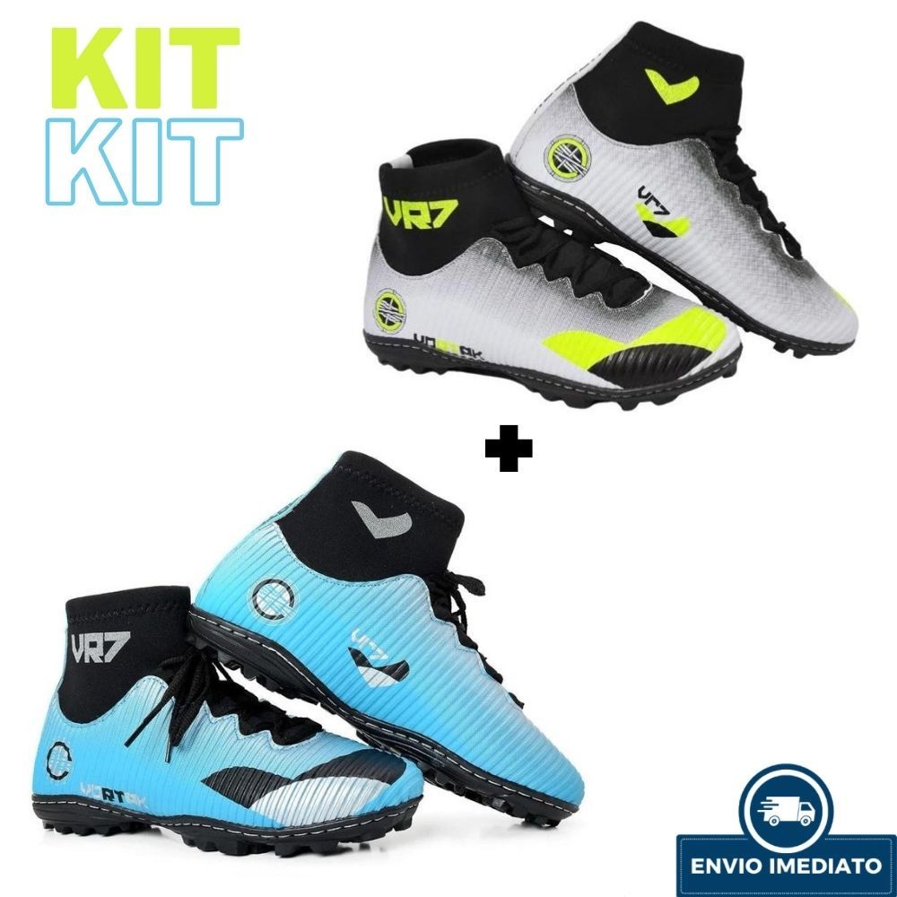KIT 2 PARES - Chuteira Meia Society Grama Sintética Lançamento do 34 ao 43 - Envio Imediato